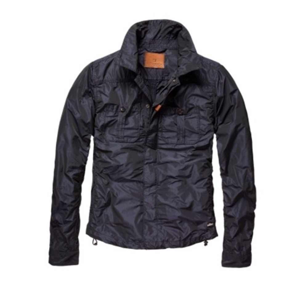 Scotch & Soda Field Utility Jacket Mens L Navy Blue Crinkled Nylon 1101.02.30017